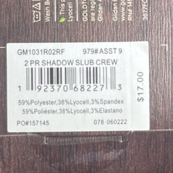 Gold Toe 2 pairs shadow slub crew eco soft blended yarn Lyocell Mens size 6-12.5 - Picture 6 of 6